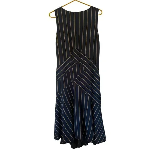 Lafayette Ashlena V-Neck‎ Sleeveless Asymmetric Draped Midi Dress, Size 6